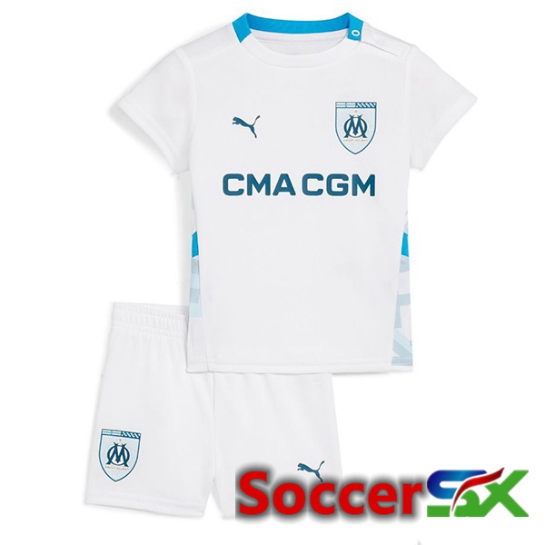 Marseille OM Kids Home Soccer Jersey White 2024/2025