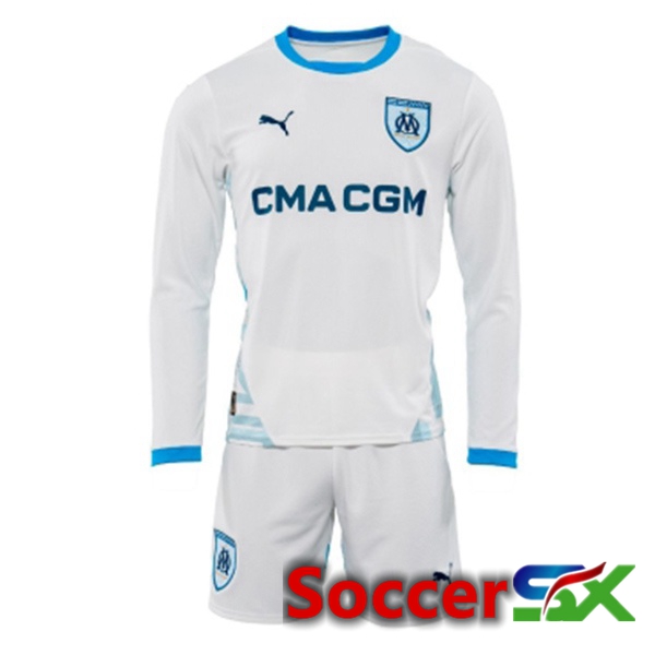 Marseille OM Kids Home Soccer Jersey Long sleeve White 2024/2025