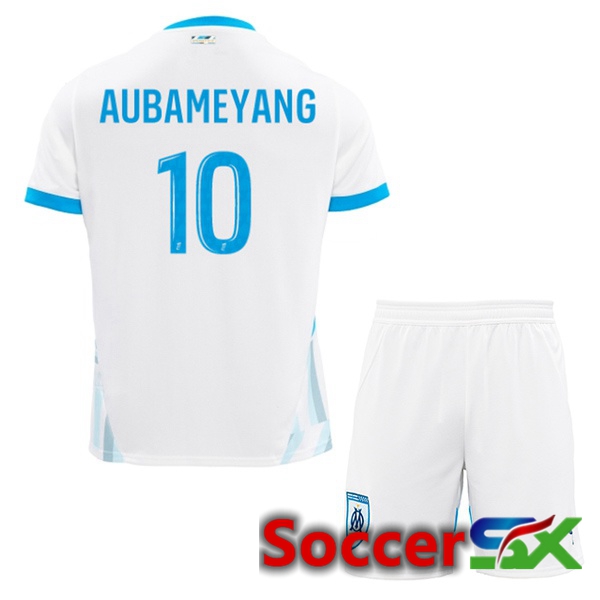 Marseille OM (AUBAMEYANG 10) Kids Home Soccer Jersey White 2024/2025