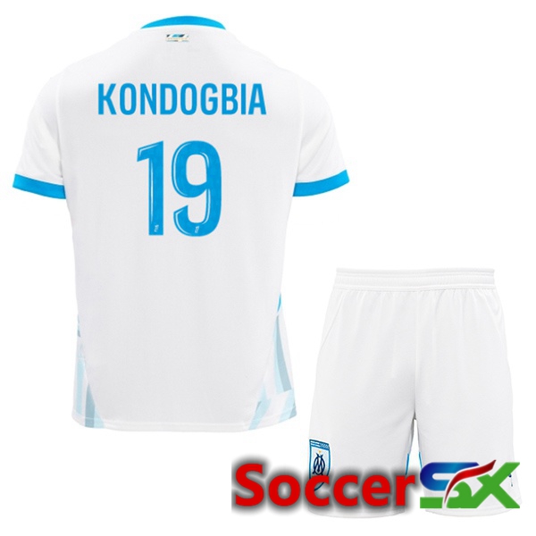 Marseille OM (KONDOGBIA 19) Kids Home Soccer Jersey White 2024/2025