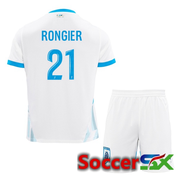 Marseille OM (RONGIER 21) Kids Home Soccer Jersey White 2024/2025