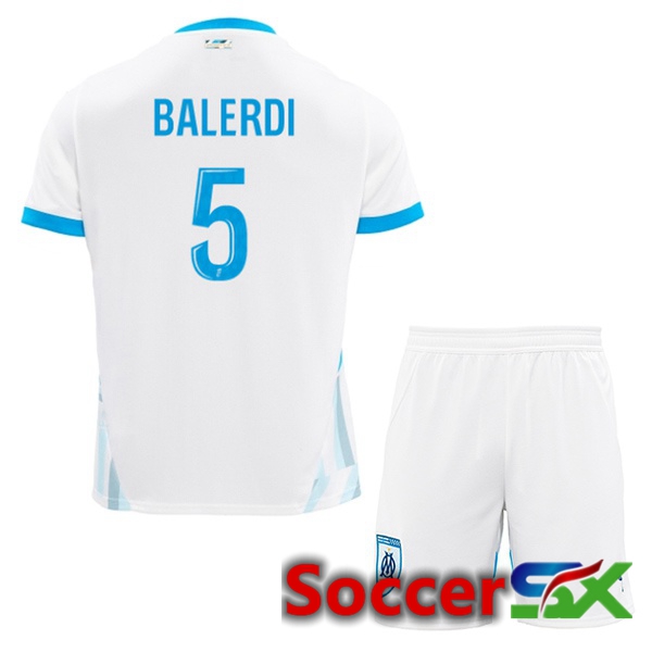 Marseille OM (BALERDI 5) Kids Home Soccer Jersey White 2024/2025