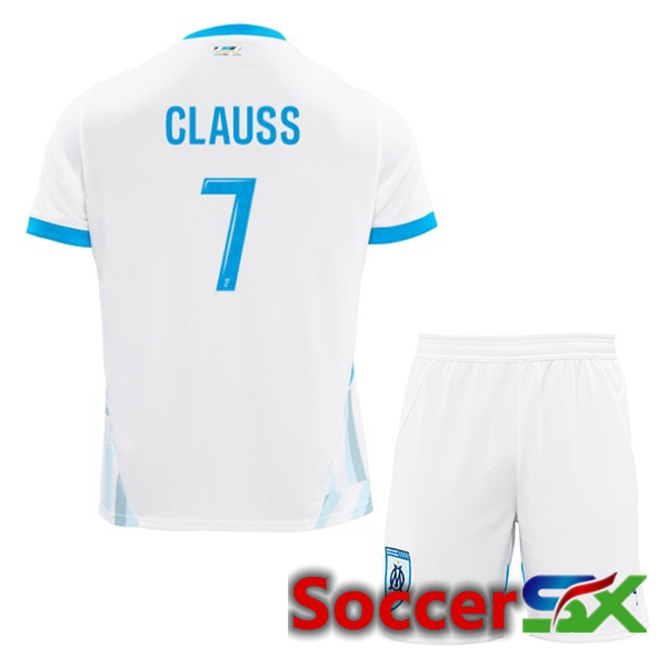 Marseille OM (CLAUSS 7) Kids Home Soccer Jersey White 2024/2025