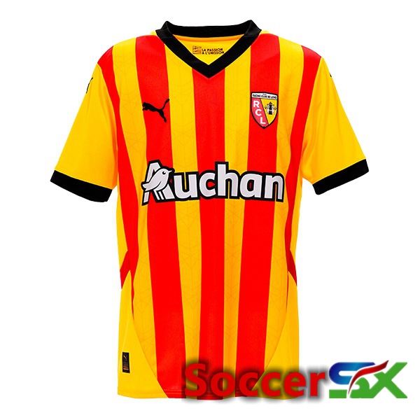 RC Lens Home Soccer Jersey Yellow Red 2024/2025