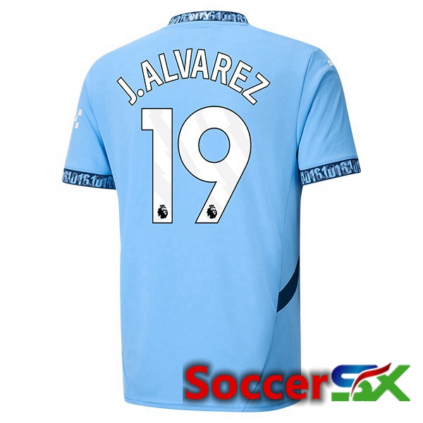 Manchester City (Julián Álvarez 19) Home Soccer Jersey Blue 2024/2025