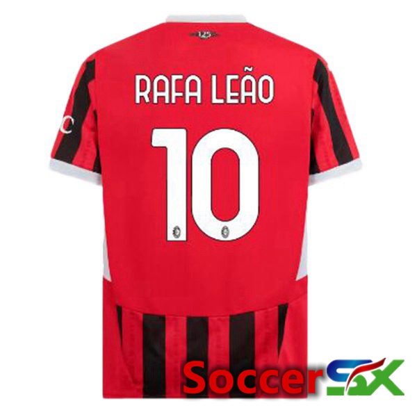 AC Milan (Rafa Leão 10) Home Soccer Jersey Red Black 2024/2025