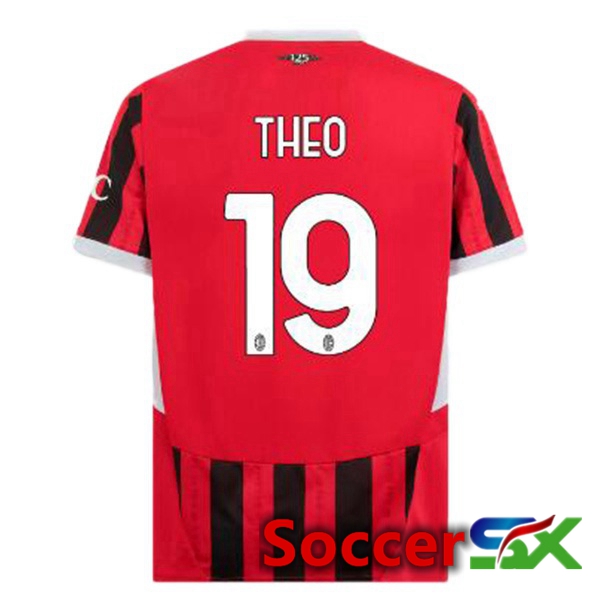 AC Milan (THEO 19) Home Soccer Jersey Red Black 2024/2025