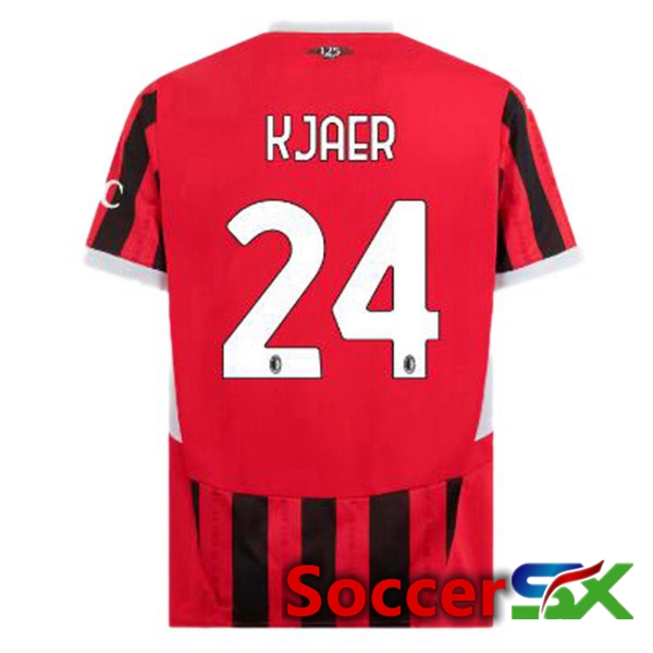 AC Milan (Kjaer 24) Home Soccer Jersey Red Black 2024/2025