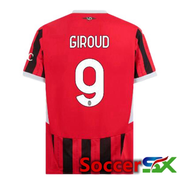 AC Milan (Giroud 9) Home Soccer Jersey Red Black 2024/2025