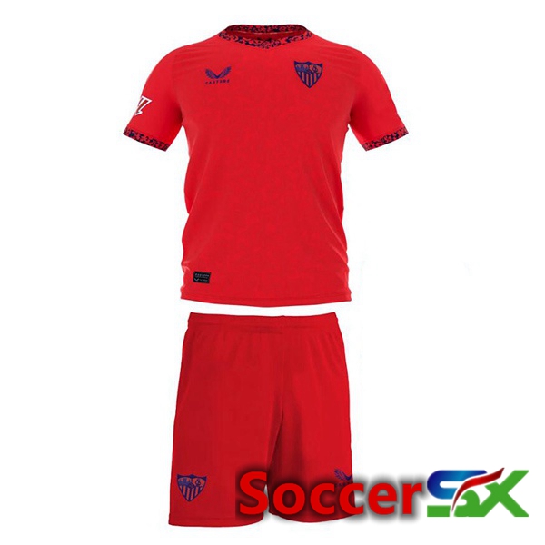 Sevilla FC Kids Away Soccer Jersey Red 2024/2025