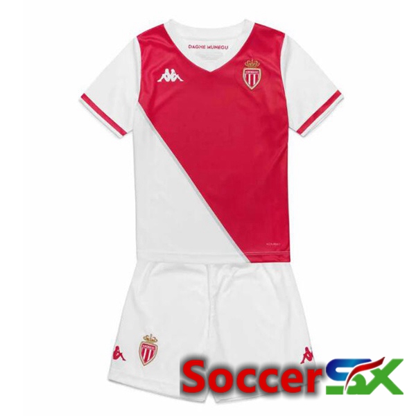 AS Monaco Kids Home Soccer Jersey White Red 2024/2025