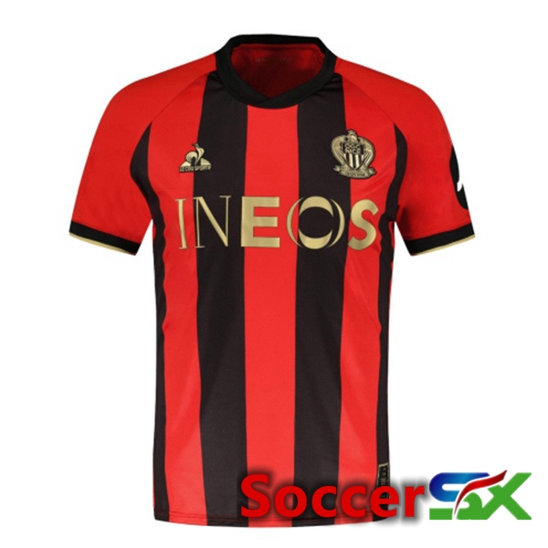 OGC Nice Home Soccer Jersey Red Black 2024/2025