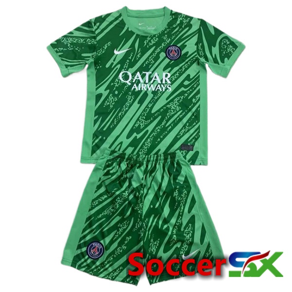 PSG Kids Goalkeeper Soccer Jersey Green 2024/2025