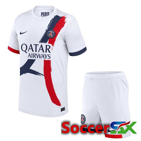 Paris PSG Kids Away Soccer Jersey White 2024/2025