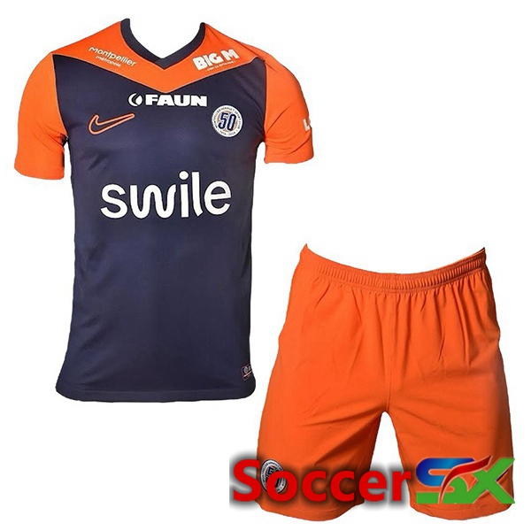 Montpellier HSC Kids Home Soccer Jersey Blue Orange 2024/2025