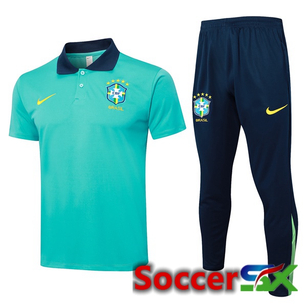 Brazil Soccer Polo + Training Pants Green 2024/2025