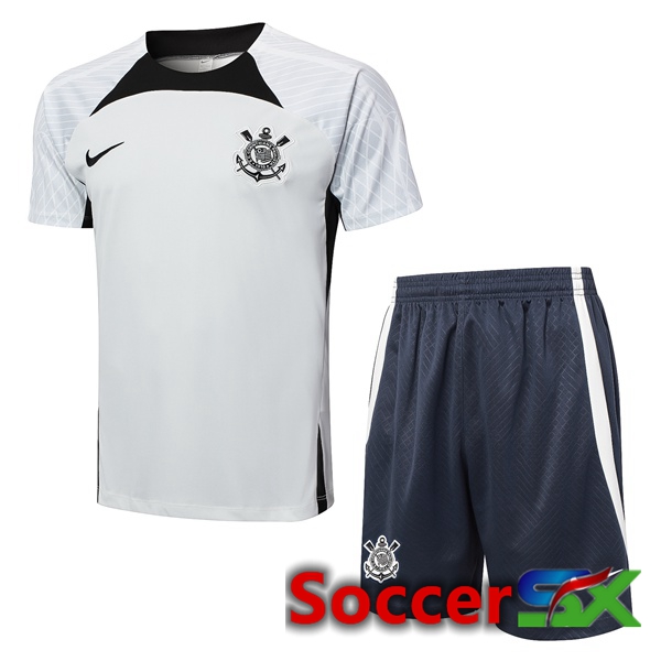 Corinthians kit Training T Shirt + Shorts Grey 2024/2025