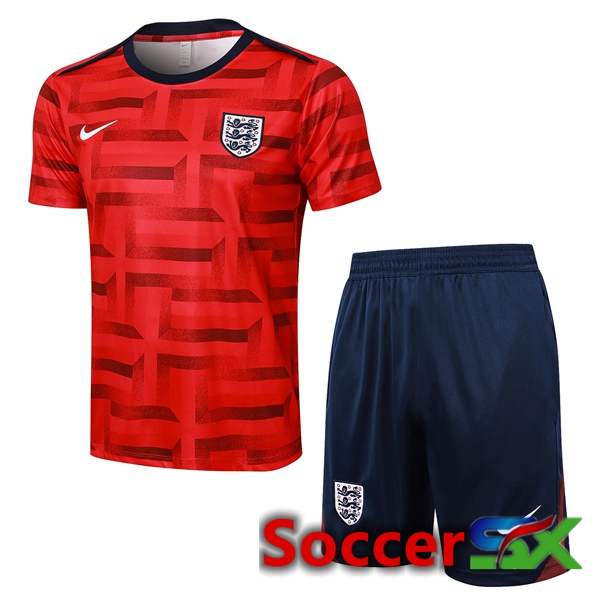 England kit Training T Shirt + Shorts Red 2024/2025