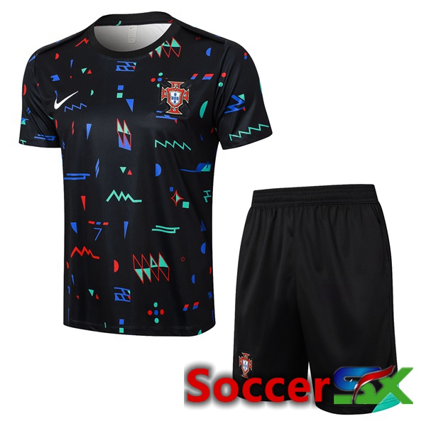 Portugal kit Training T Shirt + Shorts Black 2024/2025