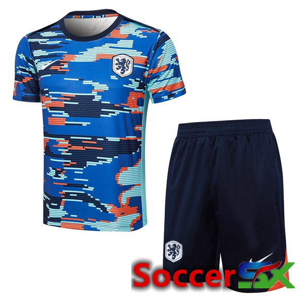 Netherlands kit Training T Shirt + Shorts Blue 2024/2025