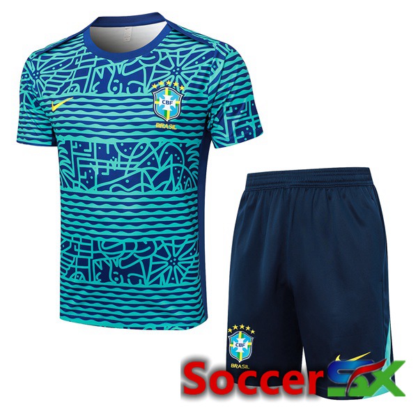 Brazil kit Training T Shirt + Shorts Blue 2024/2025