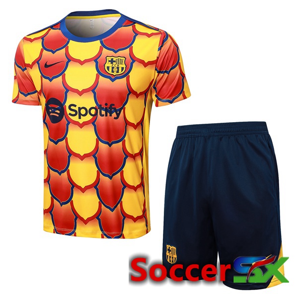 FC Barcelona kit Training T Shirt + Shorts Yellow 2024/2025