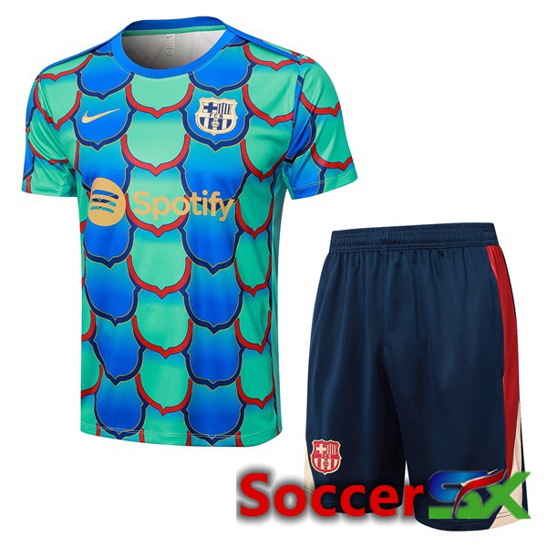 FC Barcelona kit Training T Shirt + Shorts Green 2024/2025