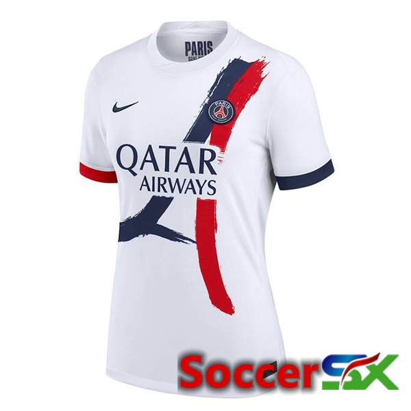 Paris PSG Women Away Soccer Jersey White 2024/2025