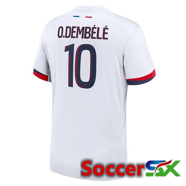 Paris PSG (O.Dembélé 10) Away Soccer Jersey White 2024/2025