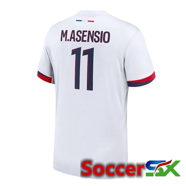 Paris PSG (M.Asensio 11) Away Soccer Jersey White 2024/2025