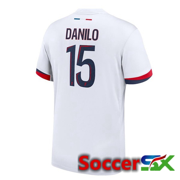 Paris PSG (Danilo 15) Away Soccer Jersey White 2024/2025