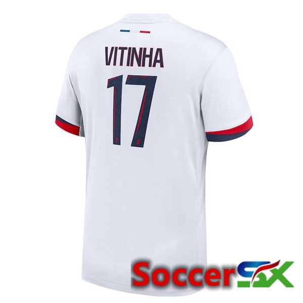 Paris PSG (Vitinha 17) Away Soccer Jersey White 2024/2025