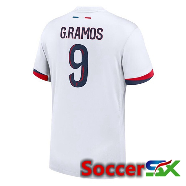 Paris PSG (G.Ramos 9) Away Soccer Jersey White 2024/2025