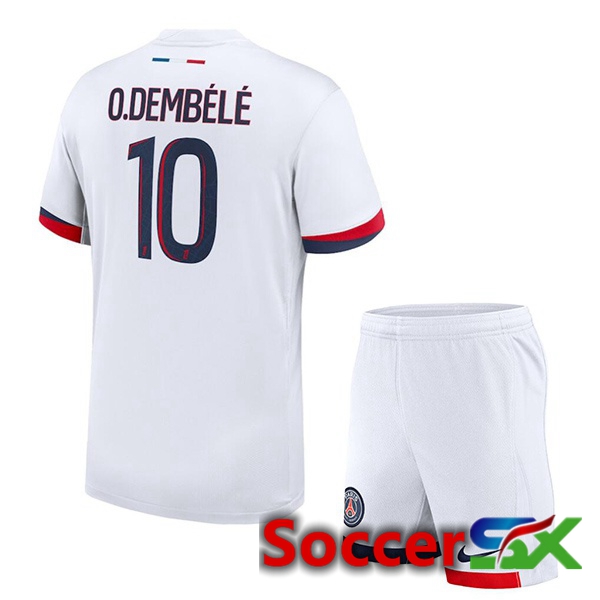 Paris PSG (O.Dembélé 10) Kids Away Soccer Jersey White 2024/2025