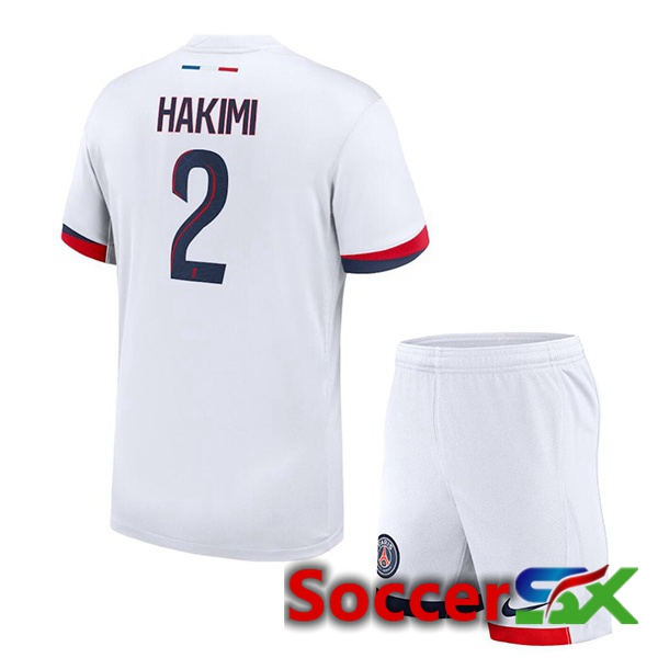 Paris PSG (Hakimi 2) Kids Away Soccer Jersey White 2024/2025