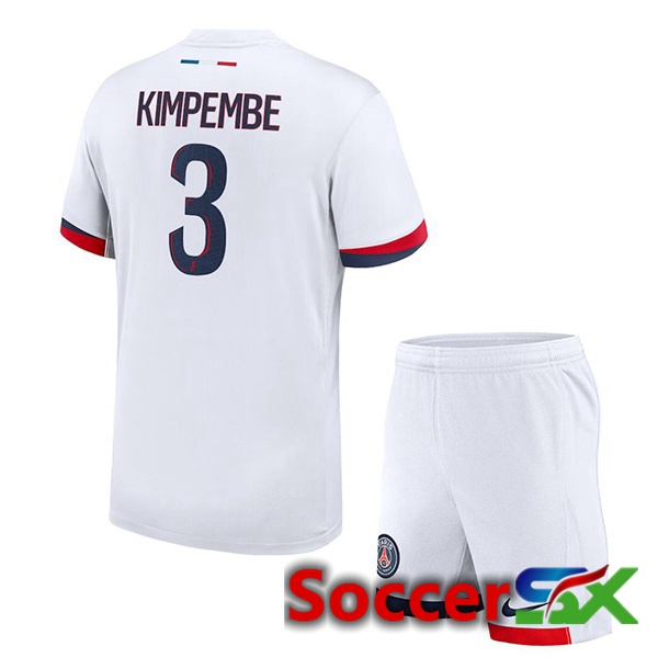 Paris PSG (Kimpembe 3) Kids Away Soccer Jersey White 2024/2025