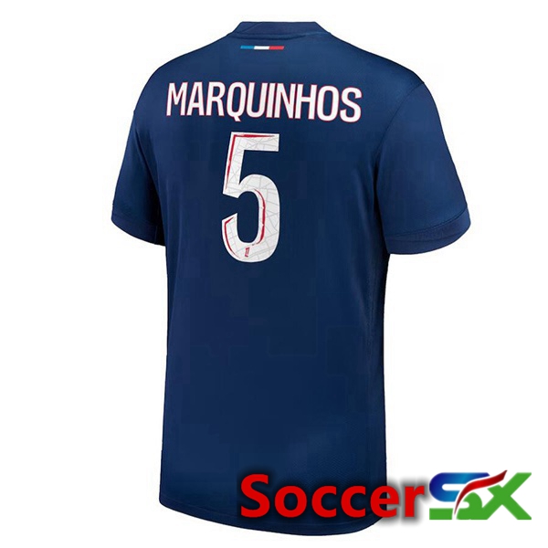 Paris PSG (Marquinhos 5) Home Soccer Jersey Blue Royal 2024/2025