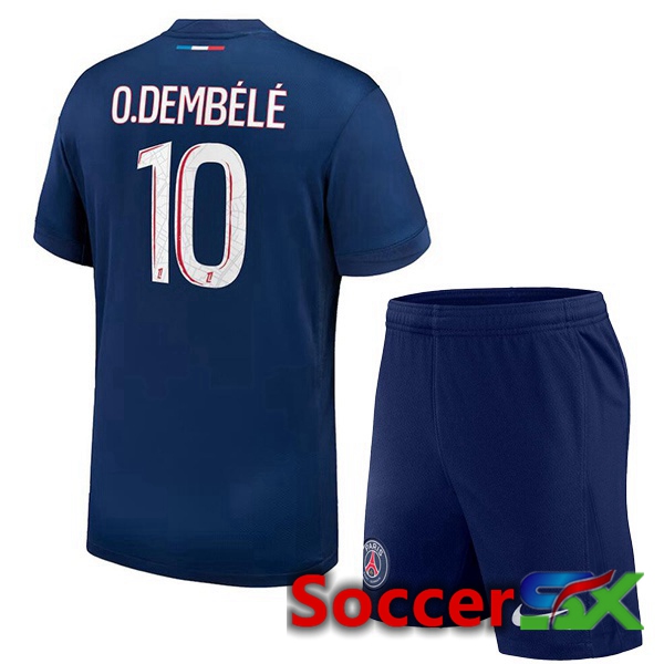 Paris PSG (O.Dembélé 10) Kids Home Soccer Jersey Blue Royal 2024/2025