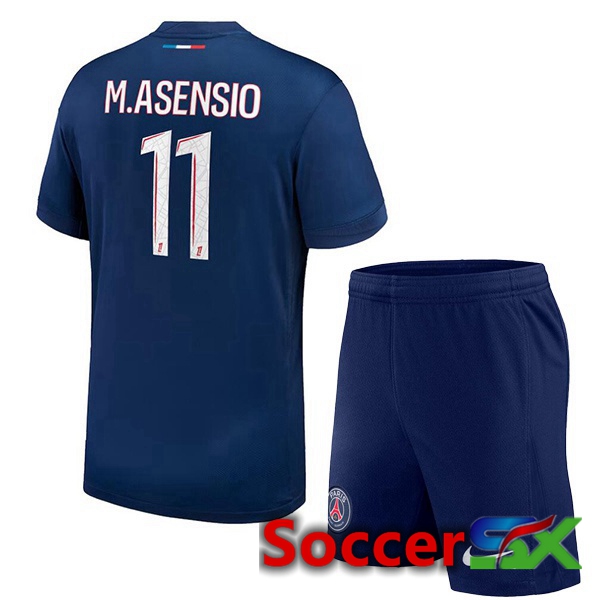 Paris PSG (M.Asensio 11) Kids Home Soccer Jersey Blue Royal 2024/2025