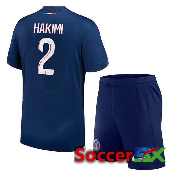 Paris PSG (Hakimi 2) Kids Home Soccer Jersey Blue Royal 2024/2025