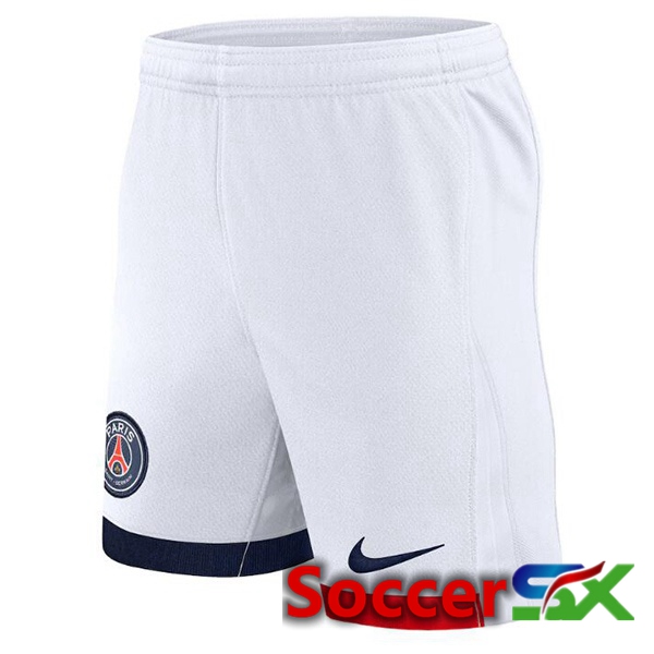 Paris PSG Away Soccer Shorts White 2024/2025