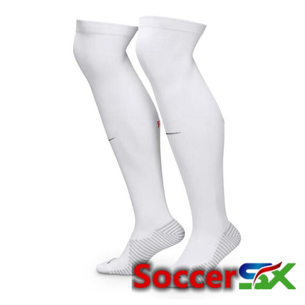 Paris PSG Away Soccer Socks White 2024/2025