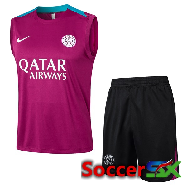 Paris PSG Soccer Vest + Shorts Purple 2024/2025