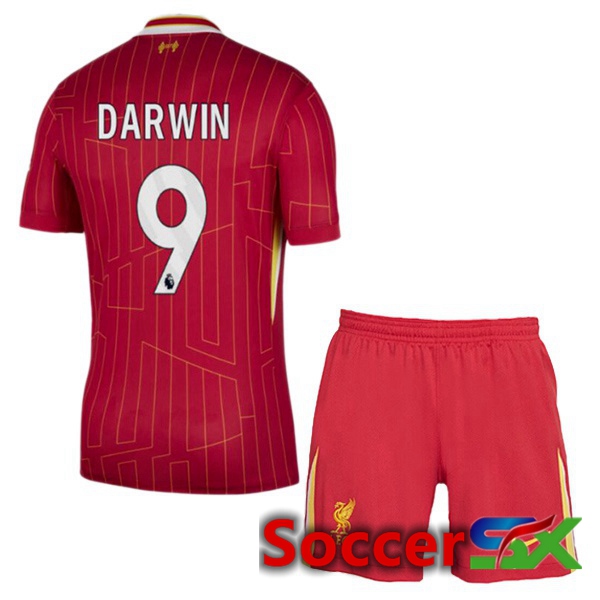 FC Liverpool (DARWIN 9) Kids Home Soccer Jersey Red 2024/2025