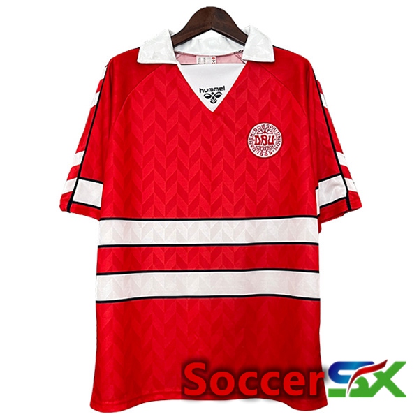 Denmark Retro Home Soccer Jersey 1988