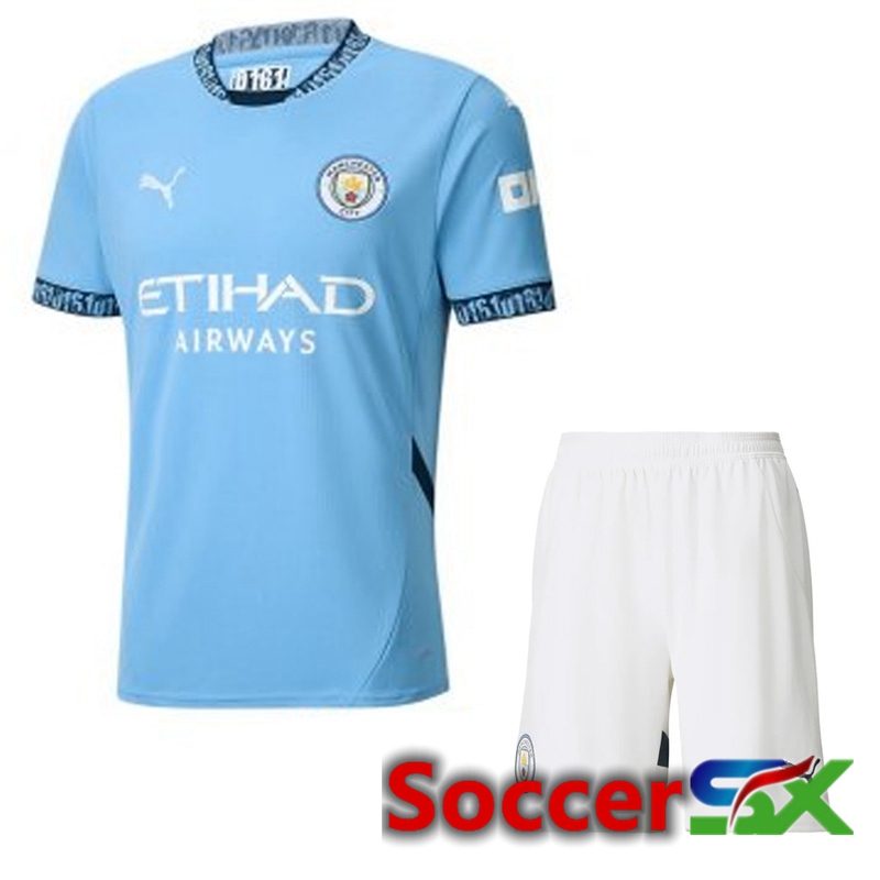 Manchester City Home kit Soccer Jersey + Shorts 2024/2025