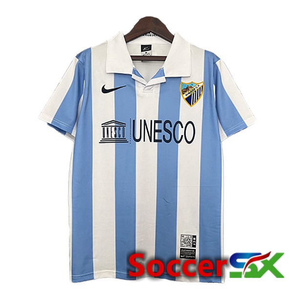 Malaga Retro Home Soccer Jersey Blue White 2012-2013