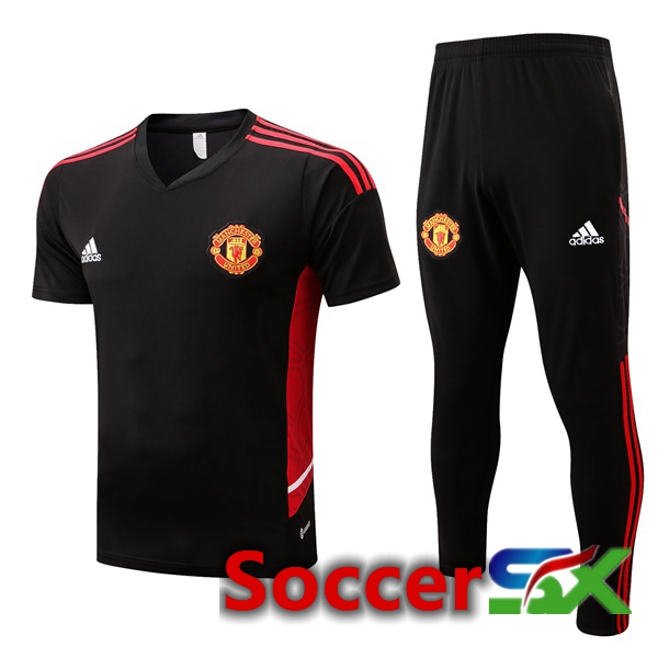 Manchester United Training T Shirt + Pants Black 2022/2023