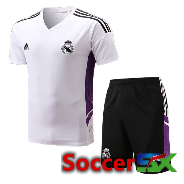 Real Madrid Training T Shirt + Shorts White 2022/2023