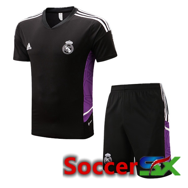 Real Madrid Training T Shirt + Shorts Black 2022/2023